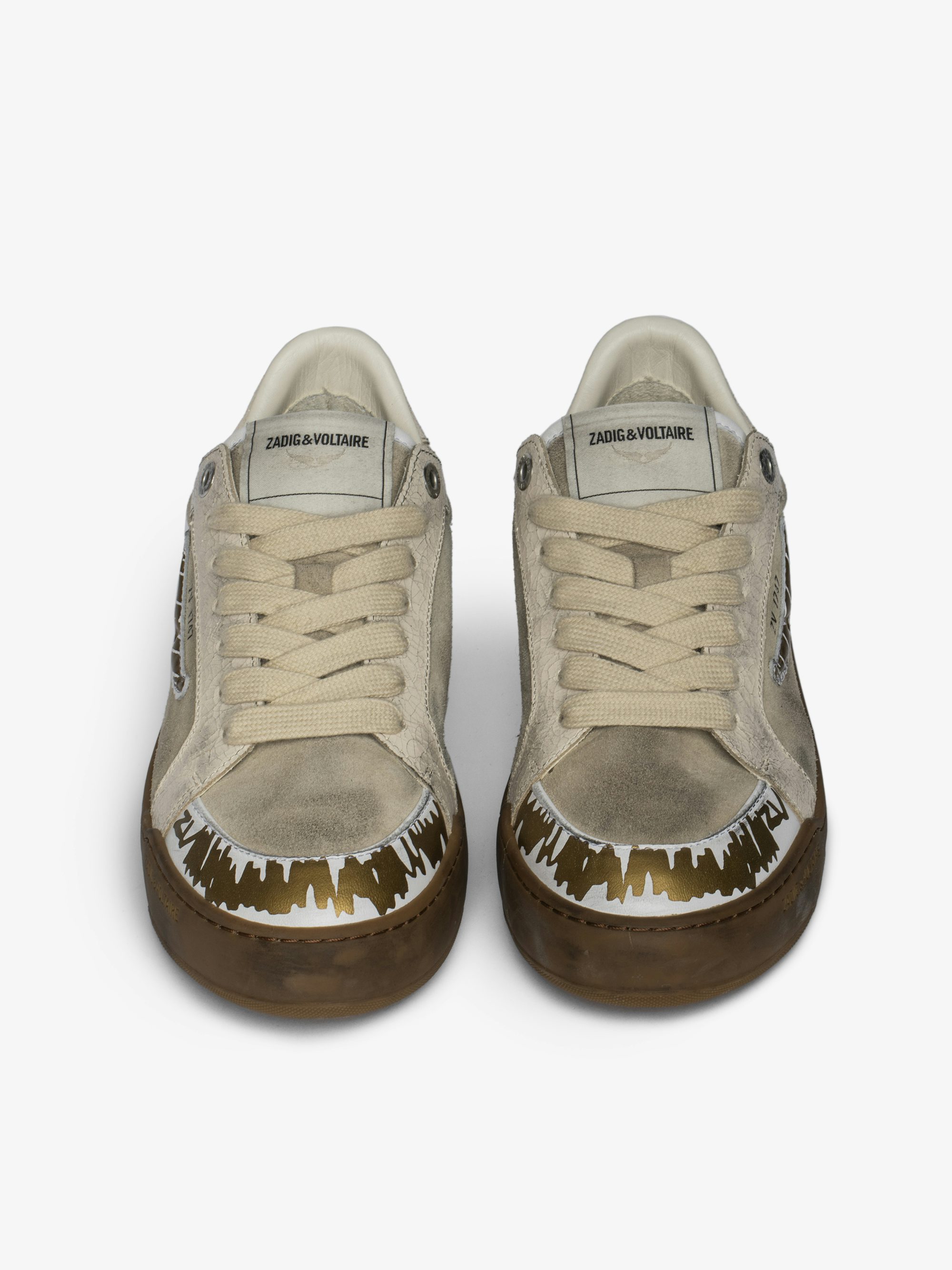 Basses Fly Wings Cracked Sneakers - Low-top sneakers in a mix of worn and cracked leather with embossed wings.